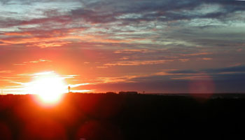 Sunset at ten past three.